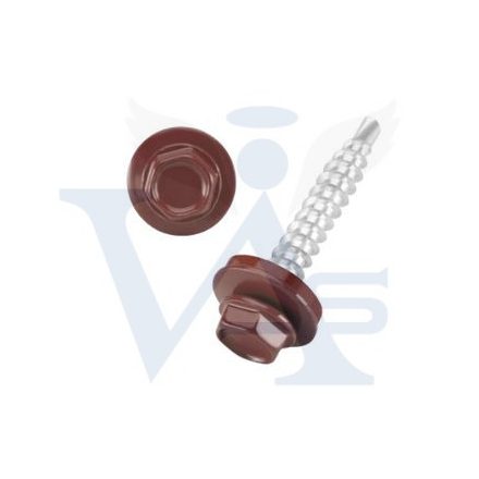 Lemezcsavar RAL 4,8x 35,0mm EPDM RAL3009  - ÖNFÚRÓ-FA HATL. DIN7504/K (oxidvörös)