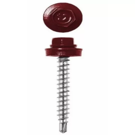Lemezcsavar RAL 4,8x 35,0mm EPDM RAL3011  - ÖNFÚRÓ-FA HATL. DIN7504/K    (barnás vörös)