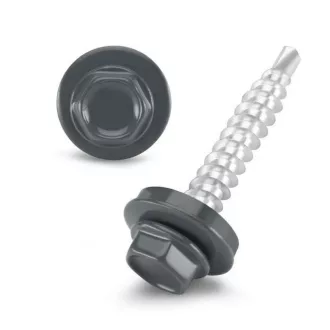   Lemezcsavar RAL 4,8x 35,0mm EPDM RAL7011  - ÖNFÚRÓ-FA HATL. DIN7504/K (vas szürke- redukált hegyű)