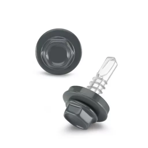 Lemezcsavar RAL 4,8x 35,0mm EPDM RAL7011  - ÖNFÚRÓ-FA HATL. DIN7504/K (vas szürke- redukált hegyű)