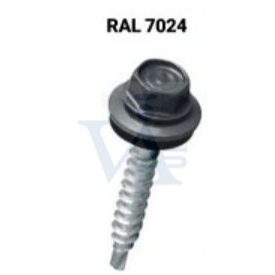   Lemezcsavar RAL 4,8x 35,0mm EPDM RAL7024  - ÖNFÚRÓ-FA HATL. DIN7504/K Sötét szürke (redukált hegyű)