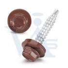 Lemezcsavar RAL 4,8x 35,0mm EPDM RAL8012  - ÖNFÚRÓ-FA HATL. DIN7504/K vörösbarna