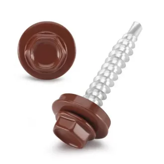   Lemezcsavar RAL 4,8x 35,0mm EPDM RAL8012  - ÖNFÚRÓ-FA HATL. DIN7504/K vörösbarna