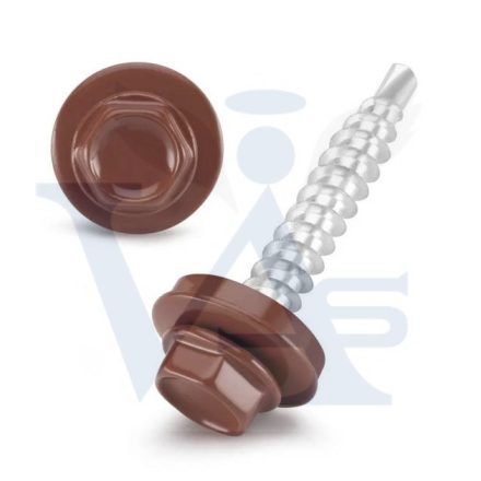 Lemezcsavar RAL 4,8x 35,0mm EPDM RAL8012  - ÖNFÚRÓ-FA HATL. DIN7504/K vörösbarna