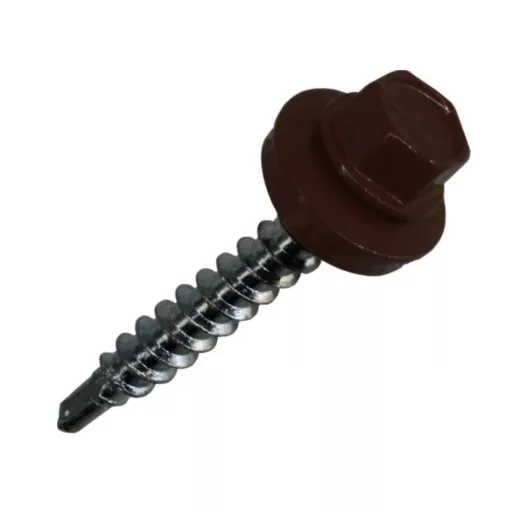 Lemezcsavar RAL 4,8x 35,0mm EPDM RAL8017  - ÖNFÚRÓ-FA HATL. DIN7504/K Csokoládé barna (redukált hegyű)