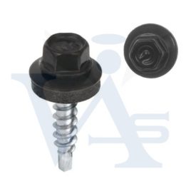   Lemezcsavar RAL 4,8x 35,0mm EPDM RAL9005  - ÖNFÚRÓ-FA HATL. DIN7504/K MÉLYFEKETE (redukált hegyű)