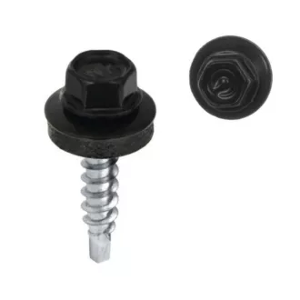   Lemezcsavar RAL 4,8x 35,0mm EPDM RAL9005  - ÖNFÚRÓ-FA HATL. DIN7504/K MÉLYFEKETE (redukált hegyű)