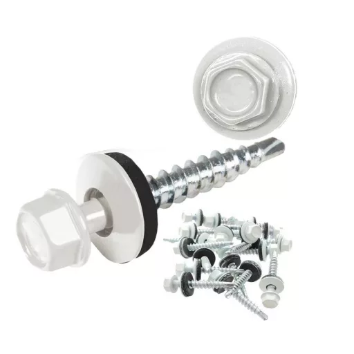 Lemezcsavar RAL 4,8x 35,0mm EPDM RAL9010  - ÖNFÚRÓ-FA HATL. DIN7504/K Tiszta Fehér (redukált hegyű)