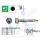 Lemezcsavar-A2-ÖNFÚRÓ-HLF 4,8x 38,0 DIN7504/K - Hatlap-fejű INOX ROZSDAMENTES