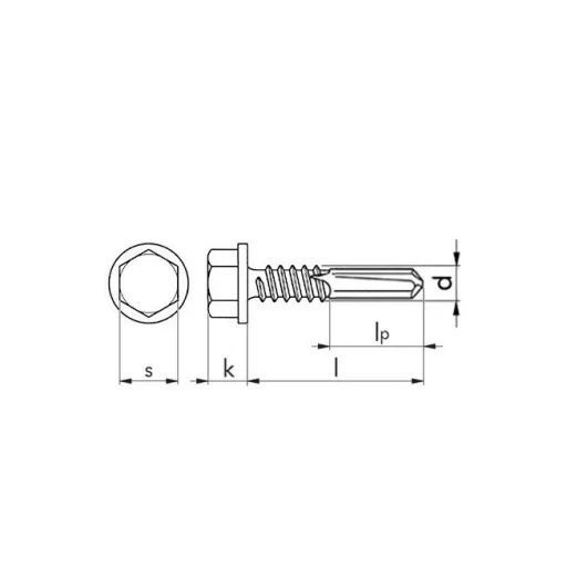 Lemezcsavar-A2-ÖNFÚRÓ-HLF 5,5x 40,0 DIN7504/K - Hatlap-fejű INOX ROZSDAMENTES (NAGY-fúrásteljesítményű (RM-BI)