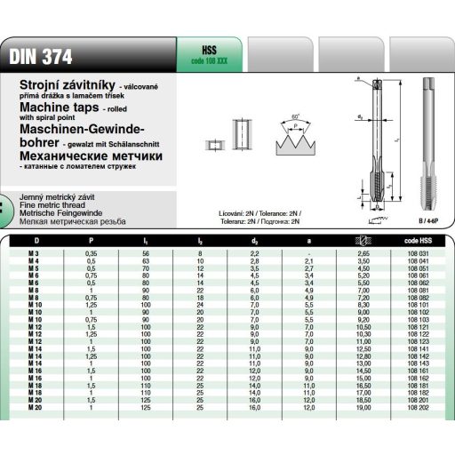 M.fúró GÉPI FINOM EH M-  8,0x1,00 HSSG  - EGYENES HORNYÚ GYORSACÉL DIN374 Z-T