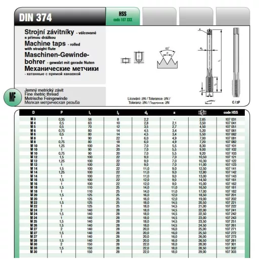 M.fúró GÉPI FINOM EH M-27,0x1,50 HSSG  - EGYENES HORNYÚ GYORSACÉL DIN374
Cz Tool