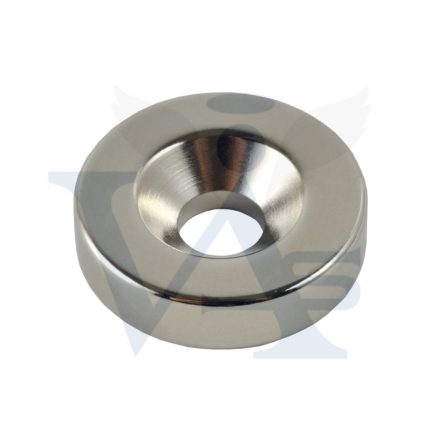 Mágnes korong Furatos 20mm - Ezüst, süllyeszetett-fejű csavarokhoz (neodímium)