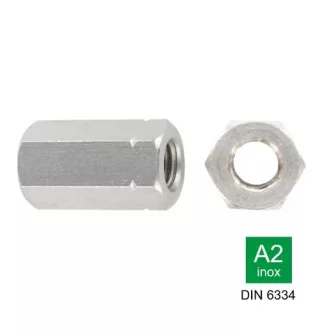 Menetes szál-toldó A-2 M16x48 DIN6334  - ROZSDAMENTES