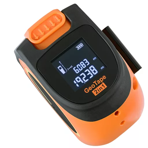 Mérőszalag + lézeres-távolságmérő (2+1)  5+20,0fm (lézer) digitális GEOTAPE