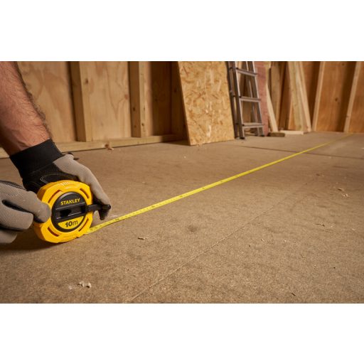 STANLEY mérőszalag 10,0fm/10mm ÜVEGYSZÁL - Zárt földmérő, SÁRGA-FEKETE (0-34-295)