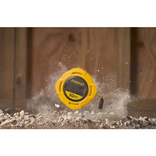 STANLEY mérőszalag 10,0fm/10mm ÜVEGYSZÁL - Zárt földmérő, SÁRGA-FEKETE (0-34-295)