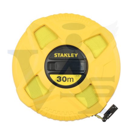 STANLEY mérőszalag 30,0fm/10mm ÜVEGYSZÁL - Zárt földmérő, SÁRGA-FEKETE (0-34-297)