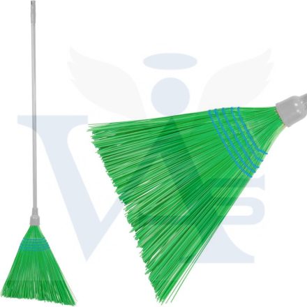 Műanyag seprő 35cm FÉm nyél 150cm FERDE fej (zöld) MAGIC-HOME (huzagolt nyakrész)