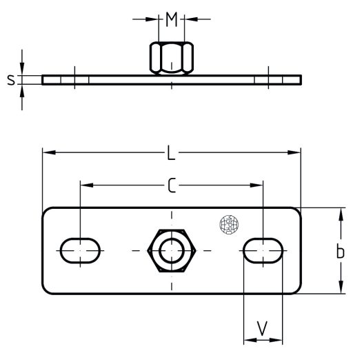 MÜPRO M-  8 alaplap 80x30x3mm  - Ráheggesztett hatlapú anyával