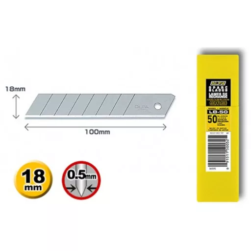 OLFA pvc vágó tartalék penge LB-50  - 18mm 50db/csomag
