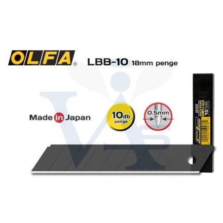OLFA pvc vágó tartalék penge LBB-10  - 18mm FEKETE 10db/csomag