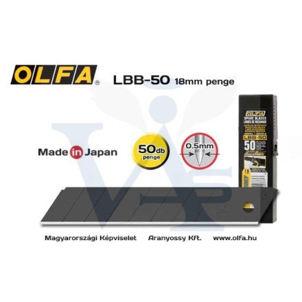 OLFA pvc vágó tartalék penge LBB-50  - 18mm FEKETE 50db/csom