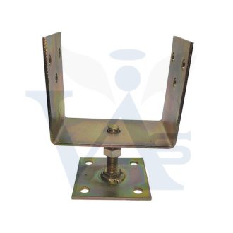   Oszloptartó állítható Talpas 120mm - SÁRGA passzivált magasságban állítható (120x120x85mm)