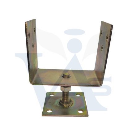 Oszloptartó állítható Talpas 120mm - SÁRGA passzivált magasságban állítható (120x120x85mm) AKCIÓ!