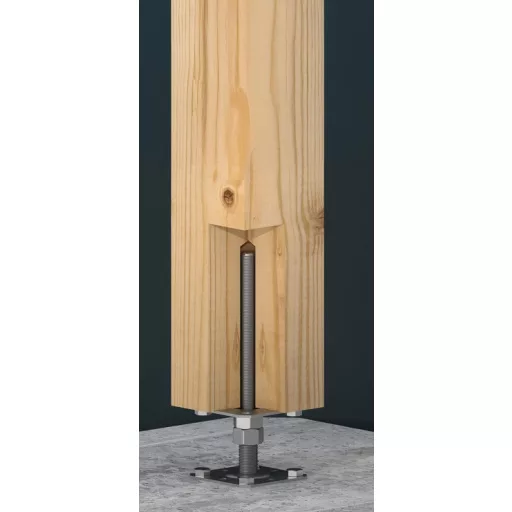 Oszloptartó állítható Talpas-I-alak   80mm - Magasságban állítható M16x160mm (  80x  80) lefúrható