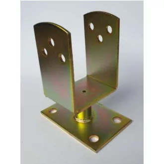   Oszloptartó Talpas Lefúrható 140mm - SÁRGA passzivált, FIX (140x140x  85mm) AKCIÓ!