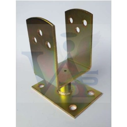 Oszloptartó Talpas Lefúrható 140mm - SÁRGA passzivált, FIX (140x140x  85mm) AKCIÓ!