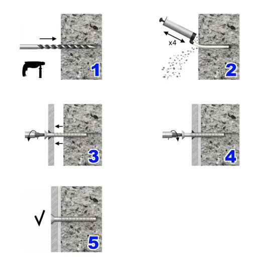 Betoncsavar   6,3x  75mm R-LX-05X075-CS-ZP - RawPlug Süllyeszett-fejű ETA (5mm furat)