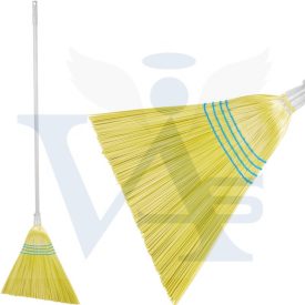   Műanyag seprő 35cm FÉm nyél 150cm FERDE fej (sárga) MAGIC-HOME (huzagolt nyakrész)