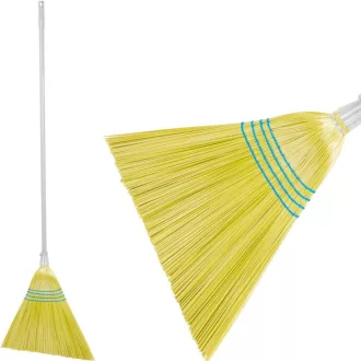   Műanyag seprő 35cm FÉm nyél 150cm FERDE fej (sárga) MAGIC-HOME (huzagolt nyakrész)