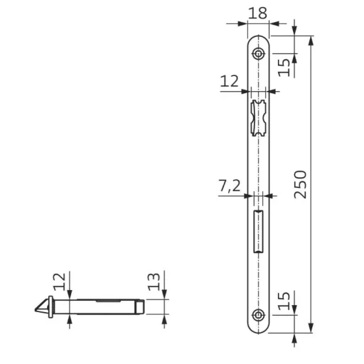 Bevésőzár N°50/90-C - DORMAKABA (GEGE) Cilinderes (121/WZ, Műanyag nyelv)