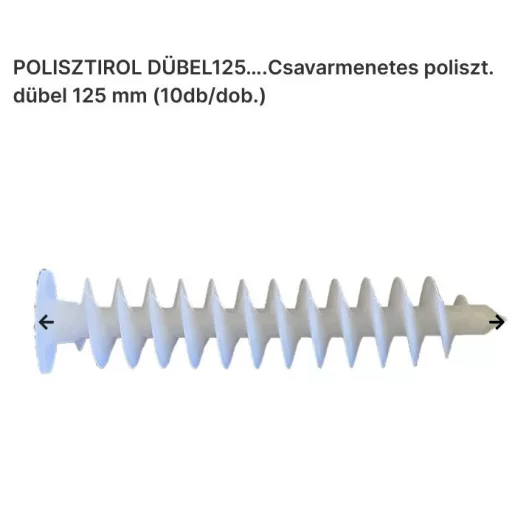 Tipli műanyag     4,5x125 POLISZTIROLHOZ  - CSAVARMENETES IMBUSZ-6  125
mm (5-6mm csavarokhoz)