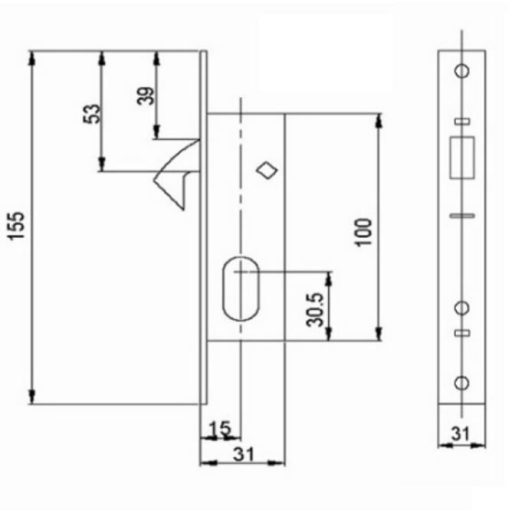 Portálzár 30-[] Kampós 5586 OVÁL  30mm - JYB (zárbetét nélküli másodzár!) 