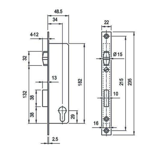 Portálzár 50-[] Görgős 3397/35  50mm - EURO ELZETT