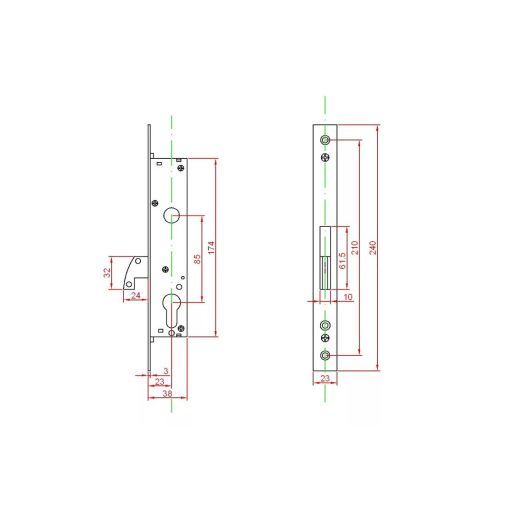 Portálzár 40-[] Kampós 1340H  40mm - ANBO (kilincs nélküli!)