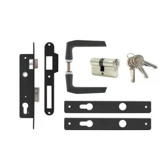   Portálzár 40-[] Nyelves 1231 Garnitúra FEKETE 40mm - ANBO (komplett garnitúra zárbetéttel!)