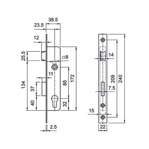 Portálzár 40-[] Nyelves N°3389-C SKIN-P  - EURO ELZETT SKIN PACK