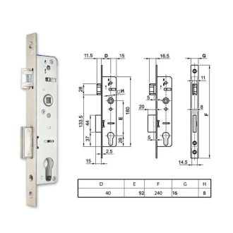   Portálzár 60-[] Nyelves N°40/92/16  - 55-[] EURO ELZETT MŰANYAG AJTÓBA