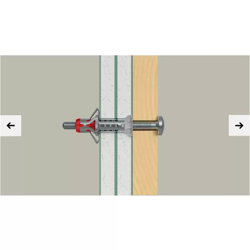 FISCHER üreges fémdűbel-DuoHM 6x55mm - PZ meghajtás, D-fejű csavarral, Minősített (molly, szerszám nélküli használathoz!)