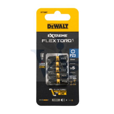 DEWALT gépi bit-fej PZ-3 1/4-  25mm FEKETE DT7388T-QZ - IMPACT (ütvecsavarozó géphez) AKCIÓ!