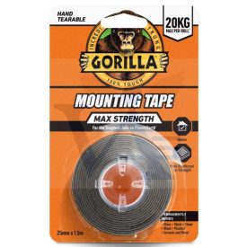   GORILLA ragasztószalag 25,0mm/ 1,50fm 2/2 - Kétoldalas-szerelőragasztó FEKETE (kültérre is)