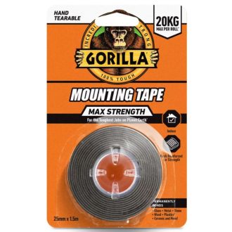   GORILLA ragasztószalag 25,0mm/ 1,50fm 2/2 - Kétoldalas-szerelőragasztó FEKETE (kültérre is)