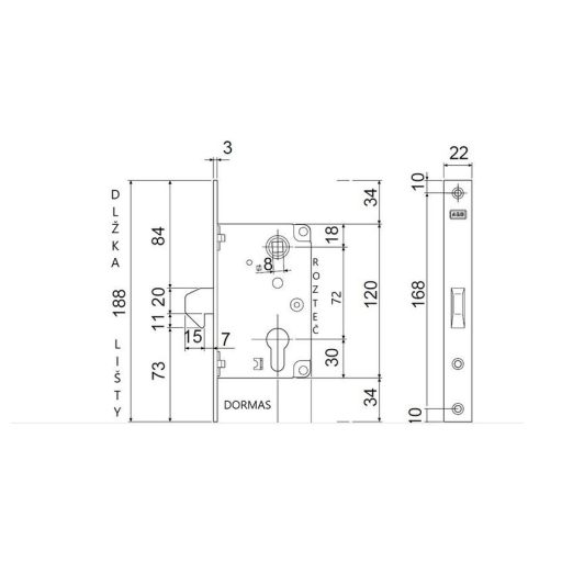 Bevésőzár kampós TOLÓKAPU AGB 910/40mm    - Csapdás