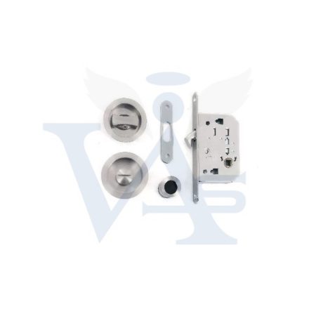 Bevésőzár kampós TOLÓKAPU ANBO 100/50mm  - K48 Csapdás + GOMB készlet SZATÉN NIKKEL