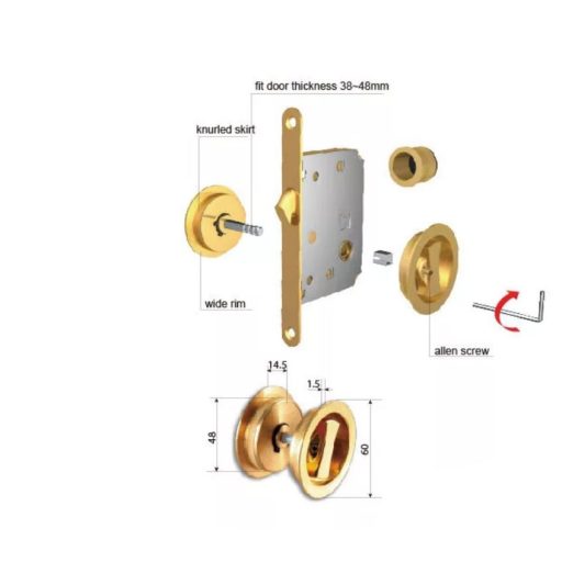 Bevésőzár kampós TOLÓKAPU ANBO 100/50mm  - K48 Csapdás + GOMB készlet SZATÉN NIKKEL